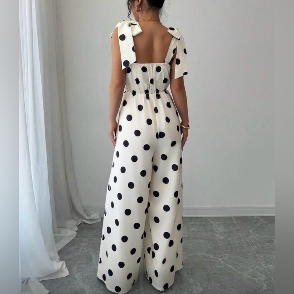 Polka Dot Jumpsuit - Black and White - Picture 2 of 6